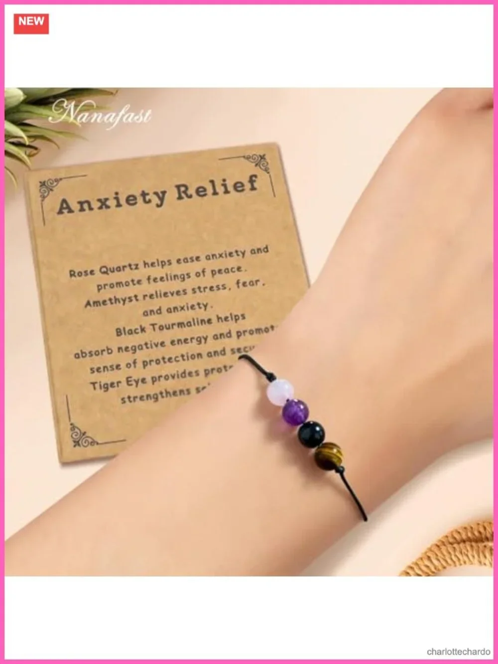 Anxiety Relief Crystal Bracelet Adjustable Healing Stone Gift